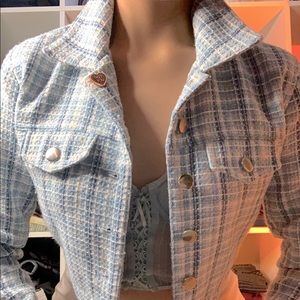 Blue and white preppy cropped sweater:)